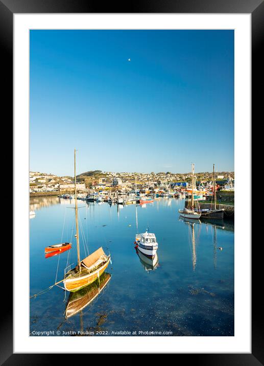 The harbour at Newlyn, Cornwall Framed Mounted Print by Justin Foulkes