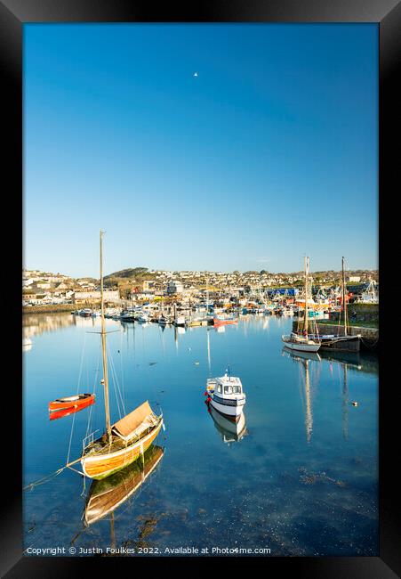 The harbour at Newlyn, Cornwall Framed Print by Justin Foulkes