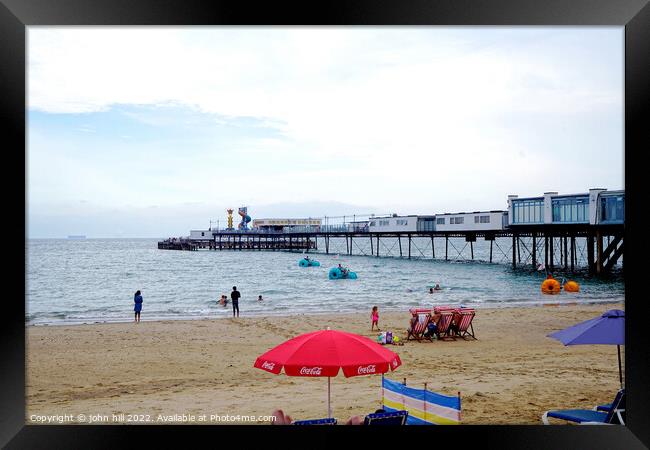 Sandown pier and beach on the Isle of Wight. Framed Print by john hill
