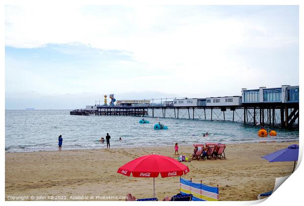 Sandown pier and beach on the Isle of Wight. Print by john hill