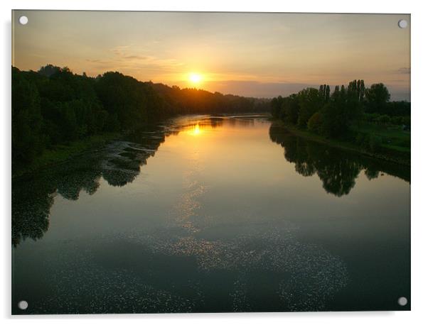 River Garonne, La Reole, S/W France Acrylic by Sandi-Cockayne ADPS