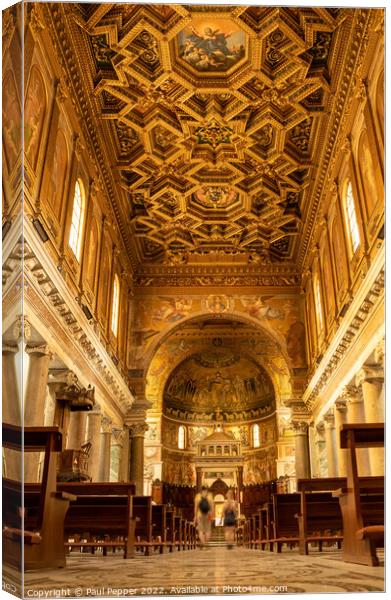 Basilica of Our Lady in Trastevere Canvas Print by Paul Pepper