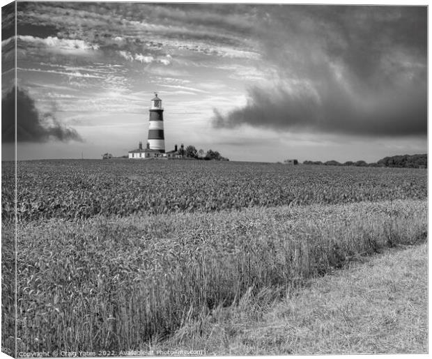 Happisburgh Lighthouse Norfolk Black and White Canvas Print by Craig Yates