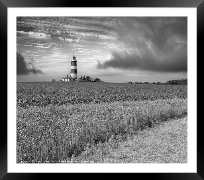 Happisburgh Lighthouse Norfolk Black and White Framed Mounted Print by Craig Yates