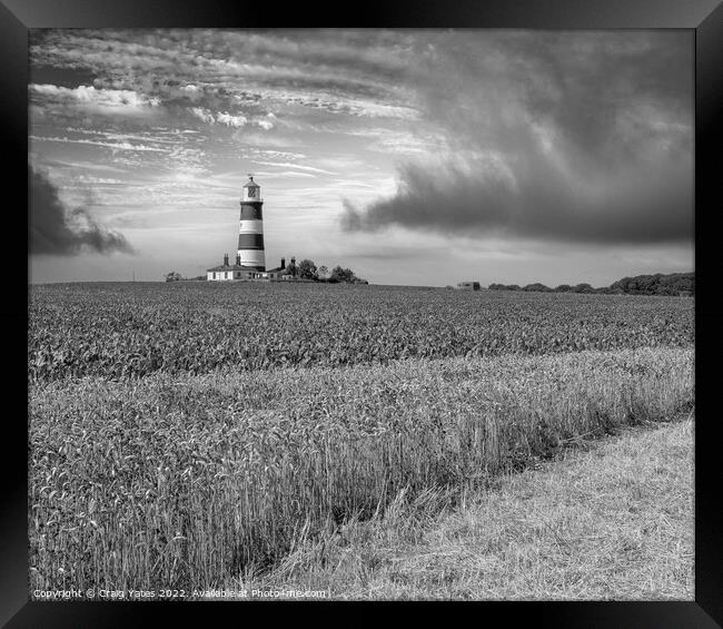 Happisburgh Lighthouse Norfolk Black and White Framed Print by Craig Yates