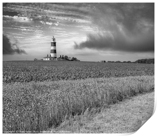 Happisburgh Lighthouse Norfolk Black and White Print by Craig Yates