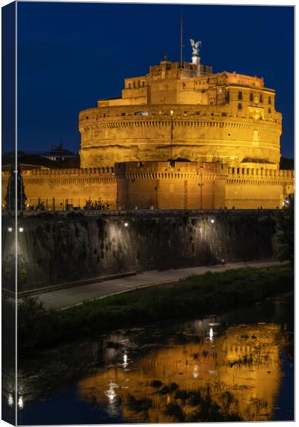 Castle of the Holy Angel In Rome by Night Canvas Print by Artur Bogacki