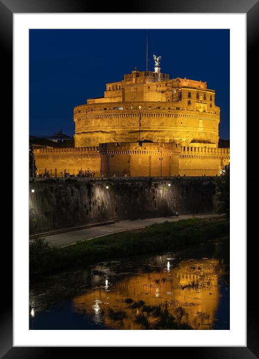 Castle of the Holy Angel In Rome by Night Framed Mounted Print by Artur Bogacki