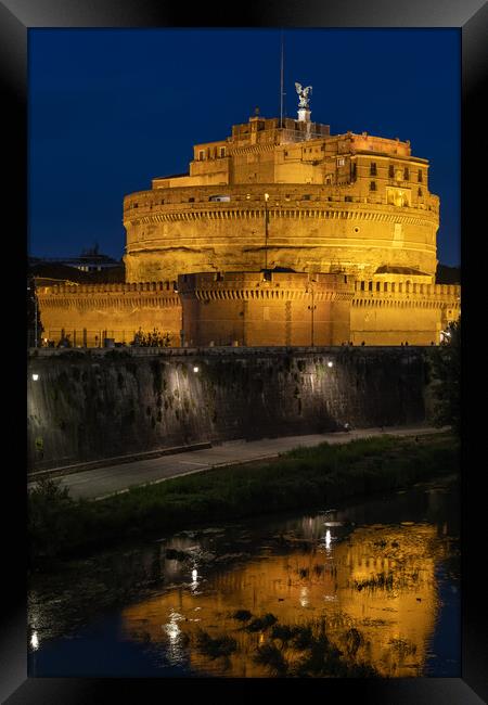 Castle of the Holy Angel In Rome by Night Framed Print by Artur Bogacki