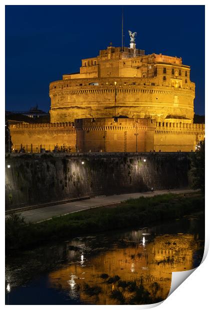 Castle of the Holy Angel In Rome by Night Print by Artur Bogacki