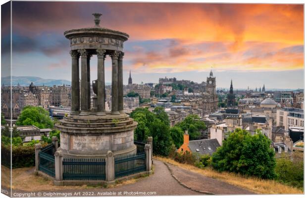 Edinburgh, Scotland at sunset Canvas Print by Delphimages Art