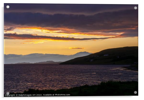 Sunset over Loch Broom in Ullapool, Highlands, Sco Acrylic by Delphimages Art
