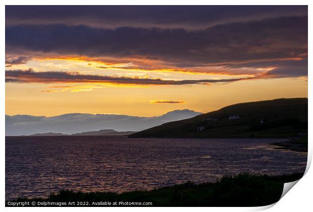 Sunset over Loch Broom in Ullapool, Highlands, Sco Print by Delphimages Art