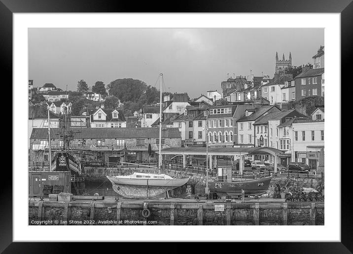 Brixham harbour monochrome  Framed Mounted Print by Ian Stone