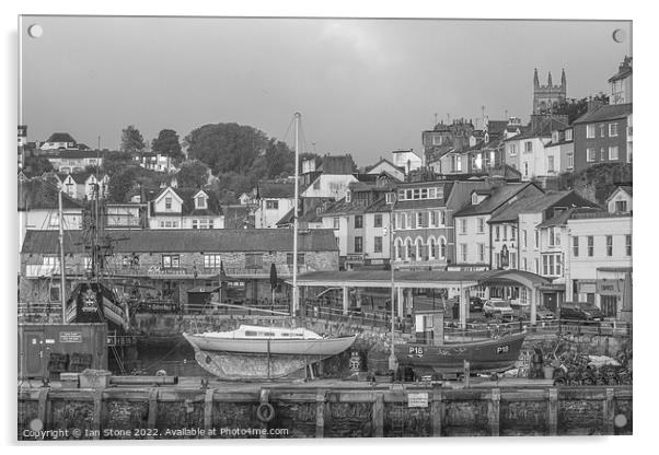 Brixham harbour monochrome  Acrylic by Ian Stone