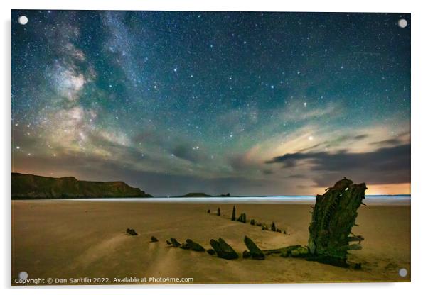 Helvetia Wreck, Rhossili Bay Acrylic by Dan Santillo