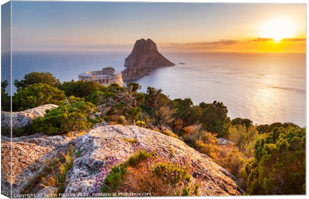 Es Vedrá at sunset, Ibiza, Spain Canvas Print by Justin Foulkes