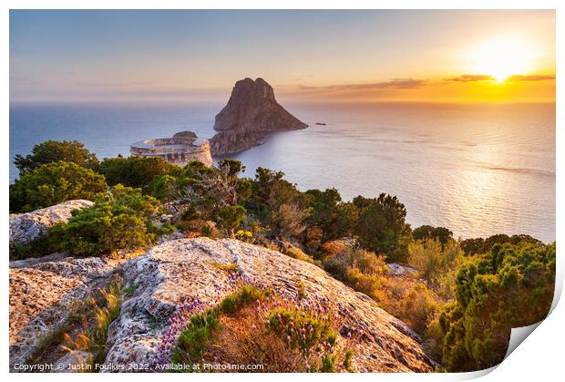 Es Vedrá at sunset, Ibiza, Spain Print by Justin Foulkes