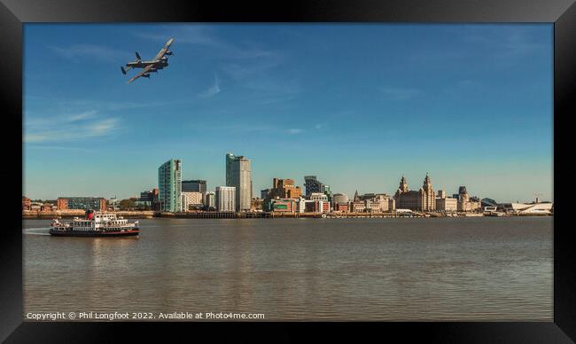 Lancaster Bomber visiting the River Mersey Framed Print by Phil Longfoot