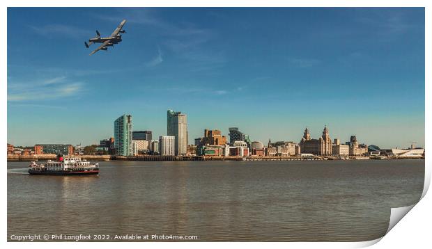 Lancaster Bomber visiting the River Mersey Print by Phil Longfoot
