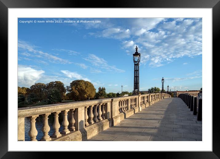 Hampton Court bridge new pavement barriers Framed Mounted Print by Kevin White