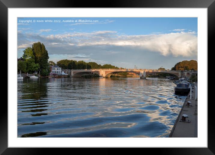 Sun going down at Hampton Court bridge Framed Mounted Print by Kevin White