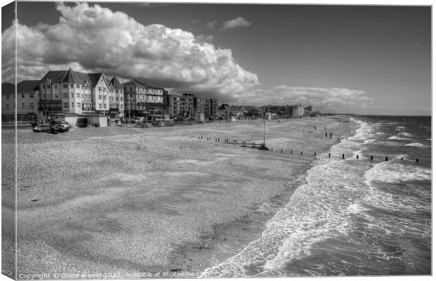 Bognor Regis Sea Front in Black and White Canvas Print by Diana Mower