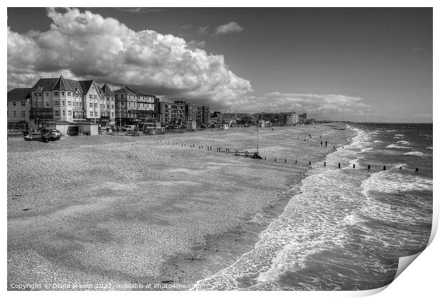 Bognor Regis Sea Front in Black and White Print by Diana Mower