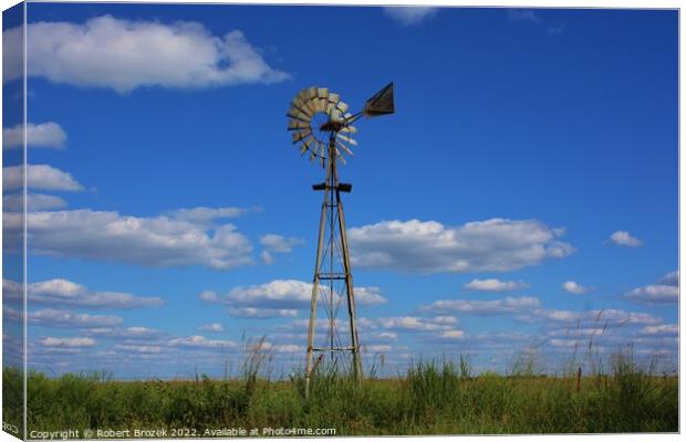 sky with windmill and clouds Canvas Print by Robert Brozek