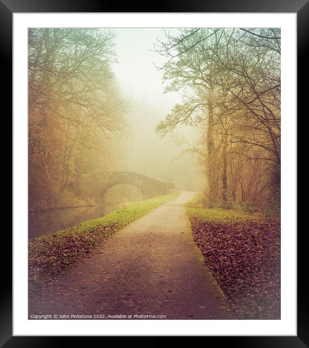Misty morning by the Canal Framed Mounted Print by John Pinkstone
