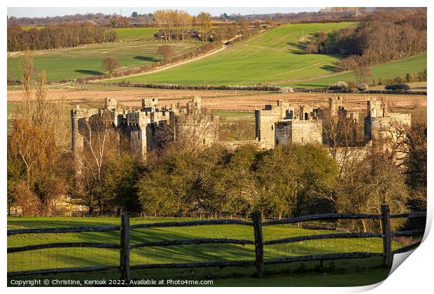 Bodium Castle and Surrounding Countryside Print by Christine Kerioak