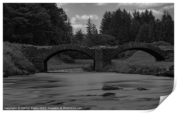 The hidden bridge. Llwyn on reservoir south wales Print by Darren Evans