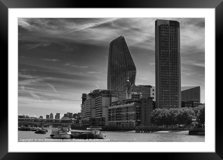 OXO building in amongst the skyscrapers Framed Mounted Print by Ann Biddlecombe