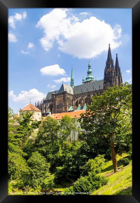 PRAGUE St. Vitus Cathedral with castle grounds Framed Print by Melanie Viola