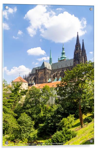 PRAGUE St. Vitus Cathedral with castle grounds Acrylic by Melanie Viola