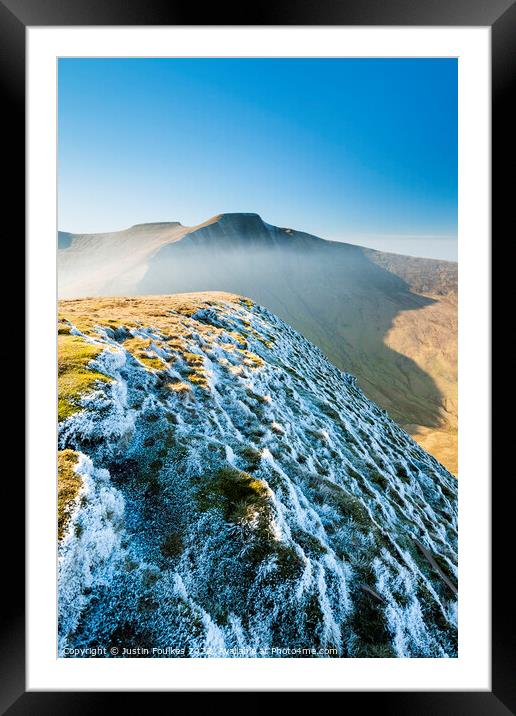 Frosted slopes, Pen Y Fan, Brecon Beacons Framed Mounted Print by Justin Foulkes