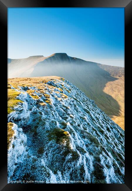 Frosted slopes, Pen Y Fan, Brecon Beacons Framed Print by Justin Foulkes