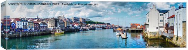 Whitby Harbour Panorama  Canvas Print by Alison Chambers