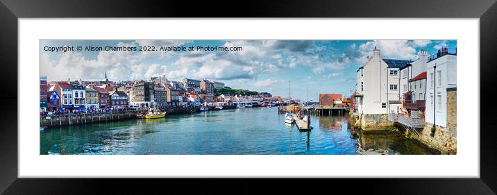Whitby Harbour Panorama  Framed Mounted Print by Alison Chambers