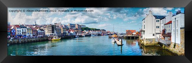 Whitby Harbour Panorama  Framed Print by Alison Chambers
