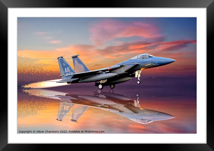 F-15  Eagle Framed Mounted Print by Alison Chambers