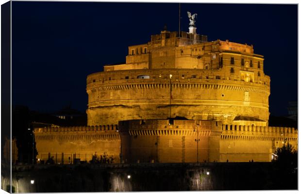 Castle of the Holy Angel In Rome by Night Canvas Print by Artur Bogacki