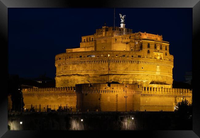 Castle of the Holy Angel In Rome by Night Framed Print by Artur Bogacki