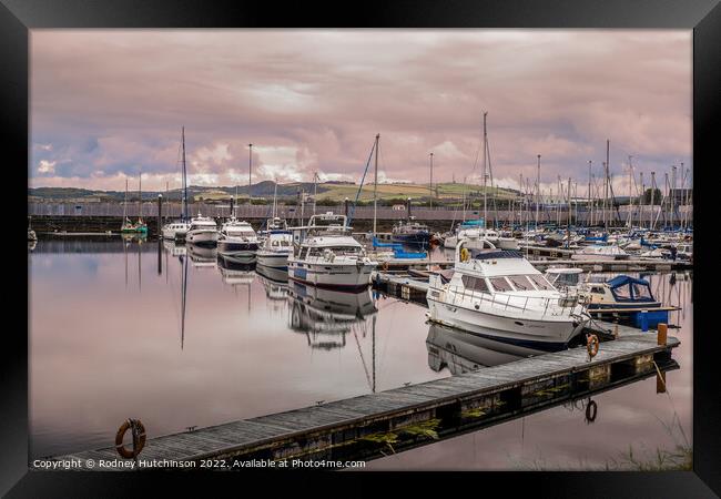 Tranquil Troon Harbour Framed Print by Rodney Hutchinson