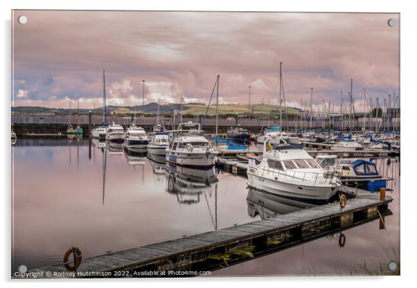 Tranquil Troon Harbour Acrylic by Rodney Hutchinson