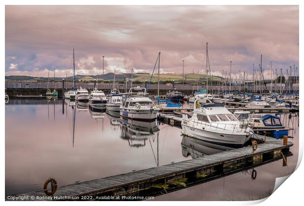 Tranquil Troon Harbour Print by Rodney Hutchinson