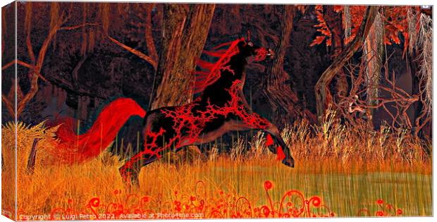Galloping horse on fire. Canvas Print by Luigi Petro