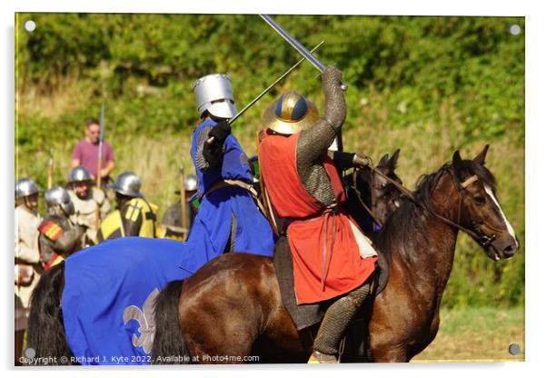 Cavalry Clash, Battle of Evesham Re-enactment 2022 Acrylic by Richard J. Kyte