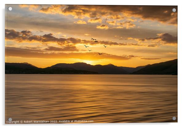 Golden Hour Glows Over Argyll Acrylic by RJW Images