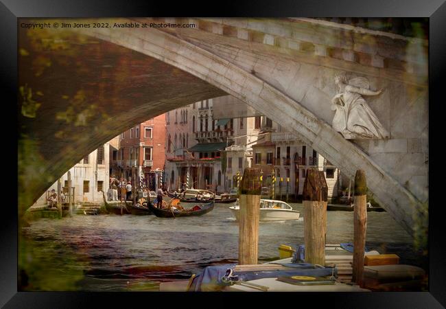 Under the Rialto Bridge - with artistic filter Framed Print by Jim Jones
